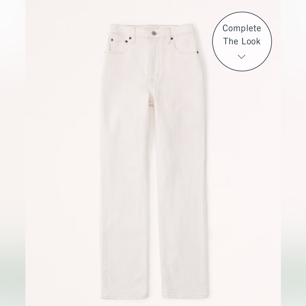 Abercrombie & Fitch Straight Leg Jeans in Off-White